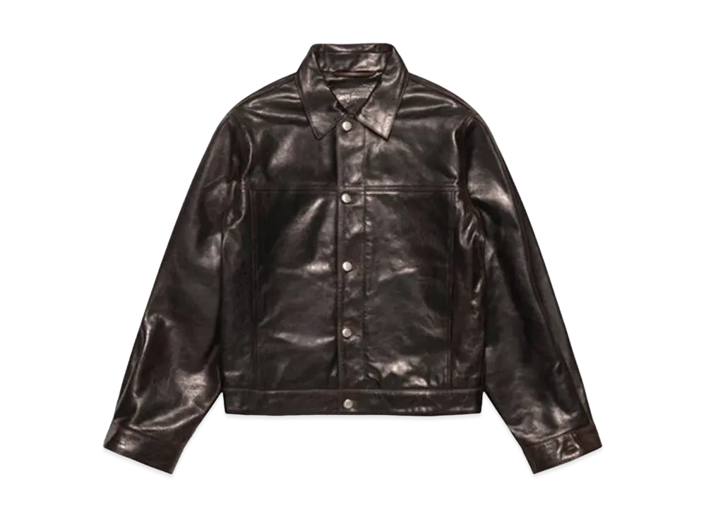 Stussy Trucker Jacket Leather "Dark Brown"