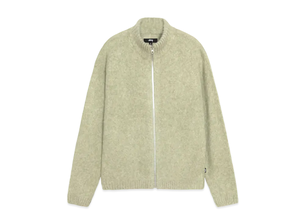 Stussy Full Zip Brushed Merino Sweater "Sage"