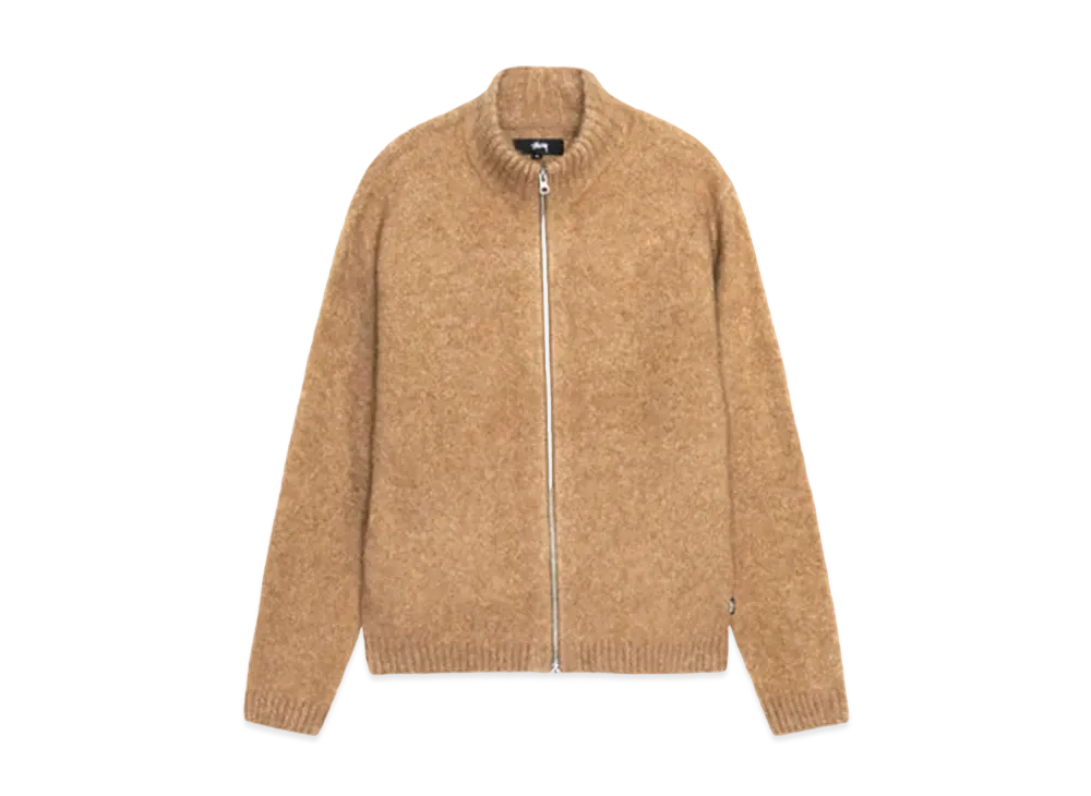 STUSSY フルジップブラッシュドメリのセーター　キャメル STUSSY フルジップブラッシュドメリのセーター キャメル STUSSY