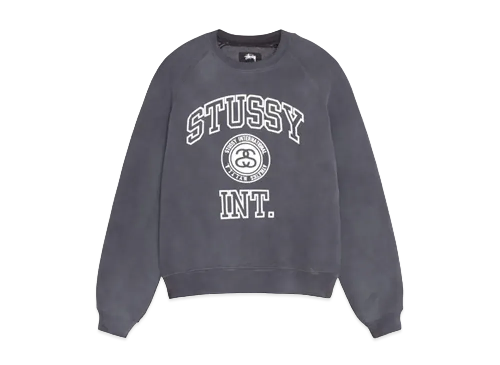 Stussy Overlock Varsity Raglan Crew "Washed Black"
