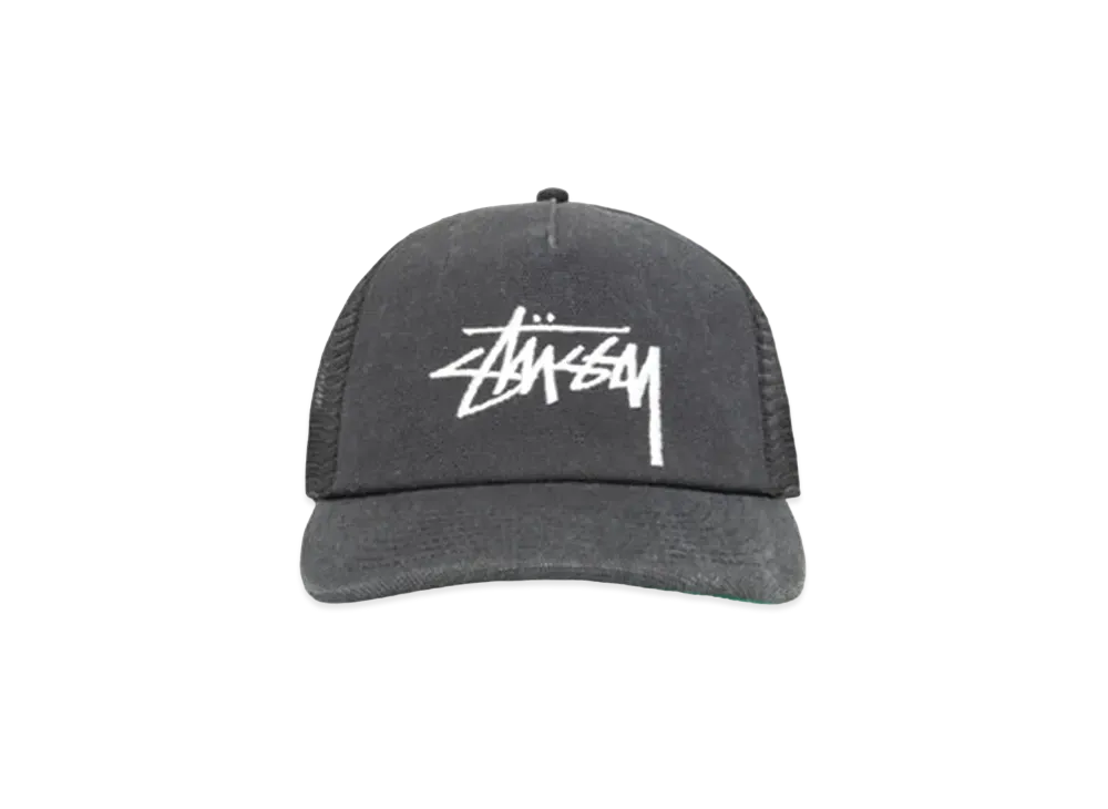 Stussy Mid Depth Big Stock Mesh Snapback "Black"