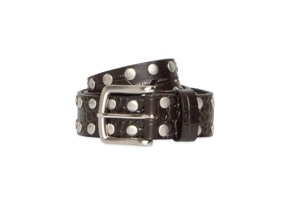 Stussy 8 Ball Studded Belt "Brown Textured Leather"