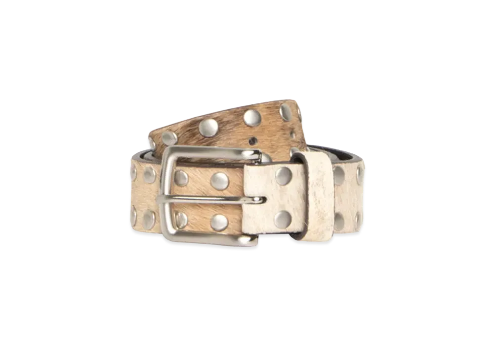 Stussy 8 Ball Studded Belt "Raw Cowhide Hair"