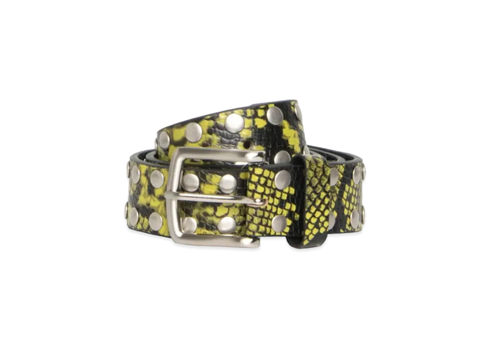 Stussy 8 Ball Studded Belt "Green Snake Print Leather"