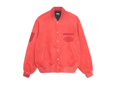 Stussy Ghost Logo Canvas Varsity Jacket "Red"