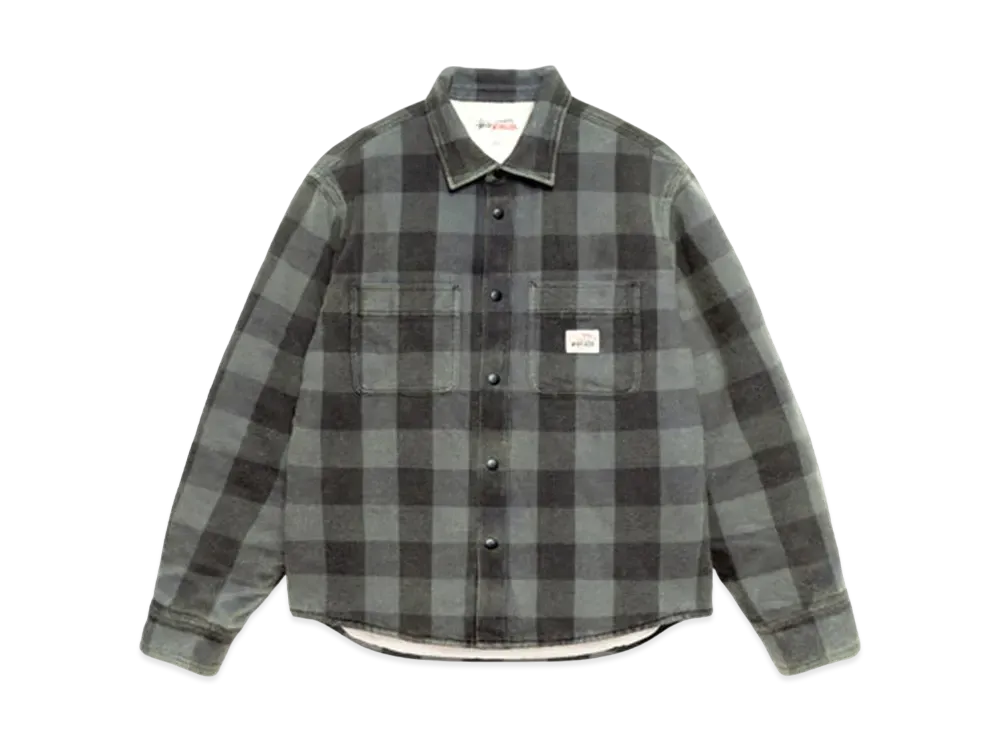 Stussy Sherpa Lined Buffalo Plaid Shirt "Grey"