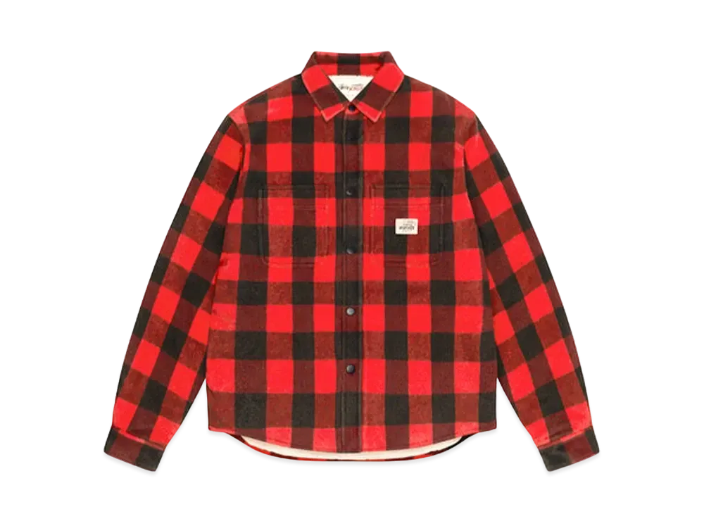 Stussy Sherpa Lined Buffalo Plaid Shirt "Red"