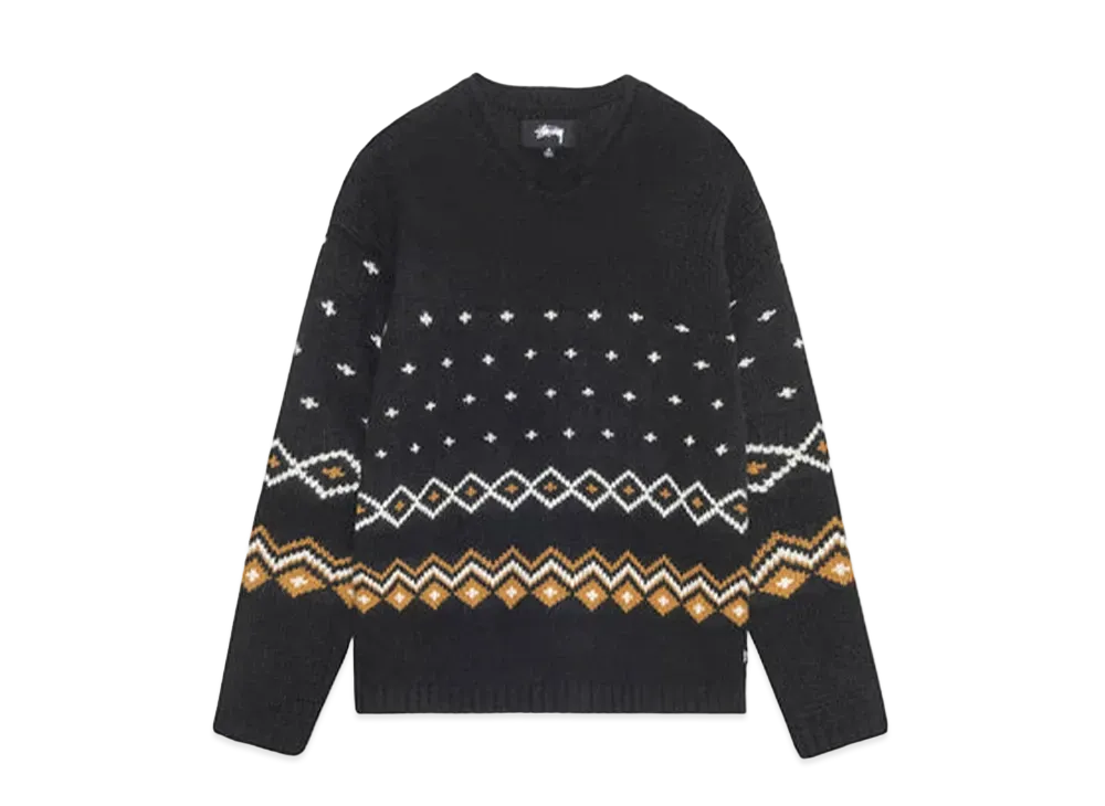 Stussy Roll Neck Fairisle Sweater "Charcoal"
