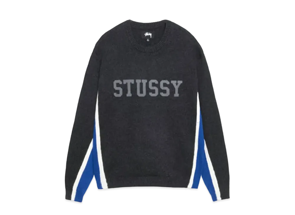Stussy Contrast Stripe Crew "Charcoal"
