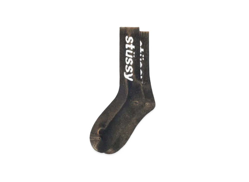 Stussy Washed Helvetica Crew Sock "Black"