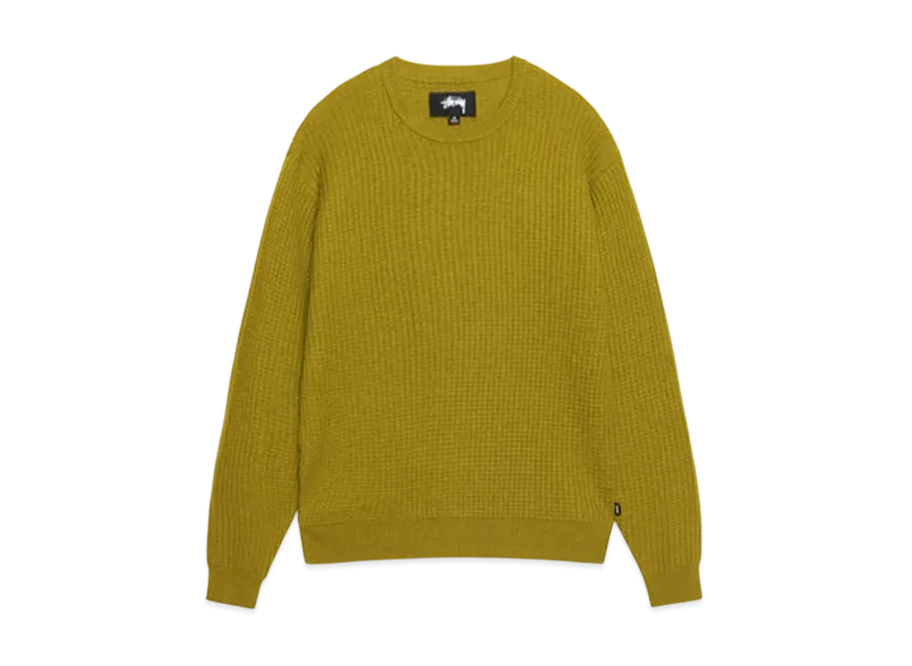 Stussy Waffle Knit Cashmere Crew "Moss"