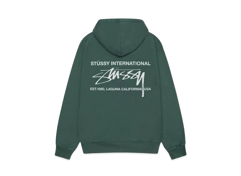 Stussy Smooth International Hoodie Pigment Dyed "Forest"