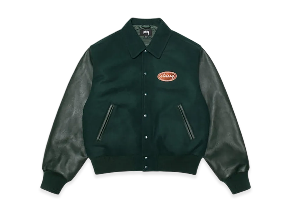 Stussy Script Oval Varsity Jacket "Green"