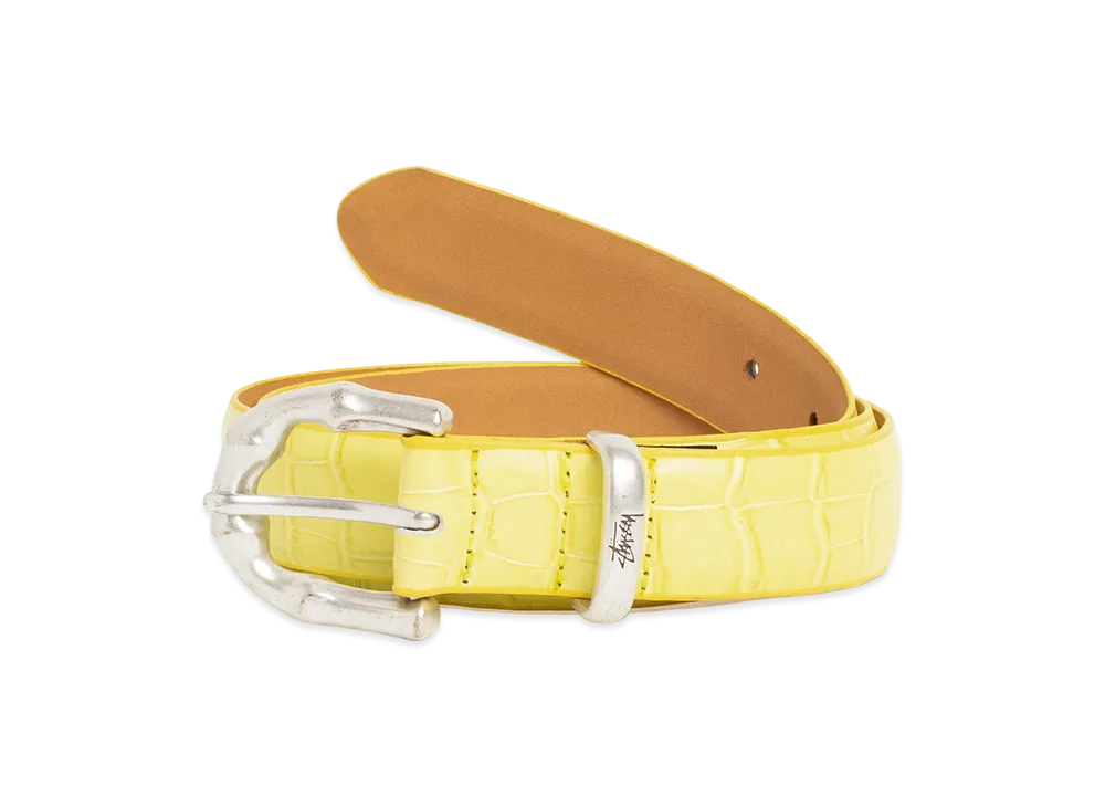 Stussy Bamboo Buckle Belt "Citron Croc Pattern"