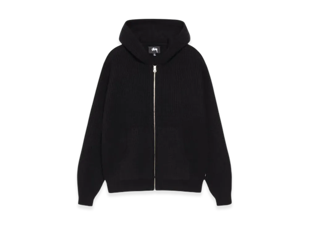 Stussy Waffle Cashmere Zip Hoodie "Black"