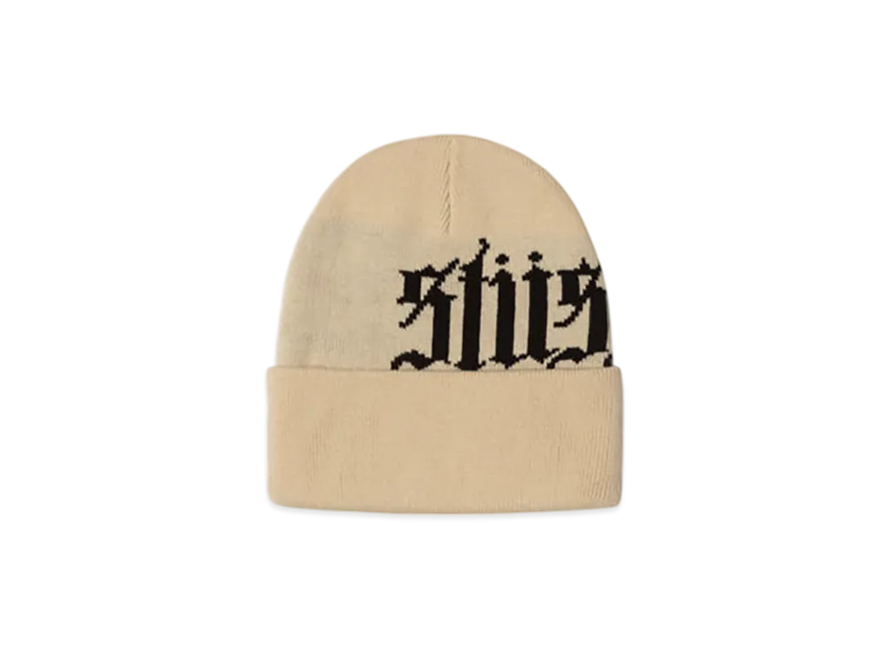 Stussy Cuff Beanie Old English "Stone"