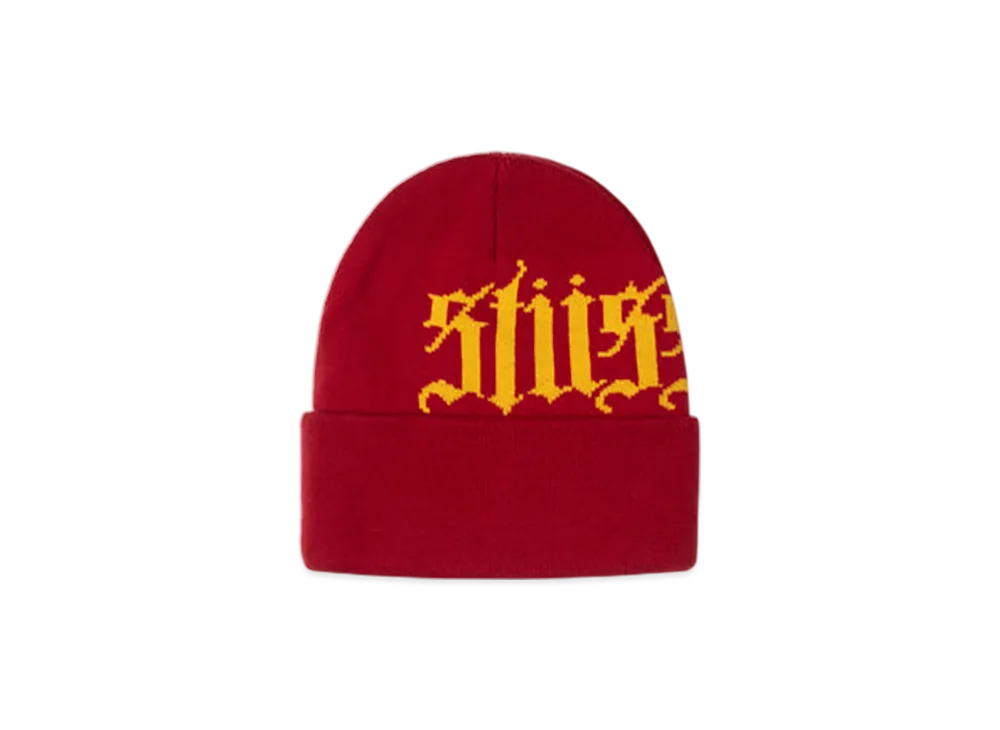Stussy Cuff Beanie Old English "Scarlet"