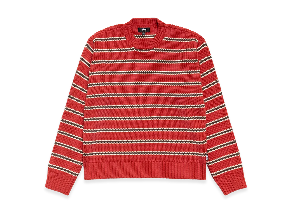 Stussy Stripe Knit Crew "Brick"