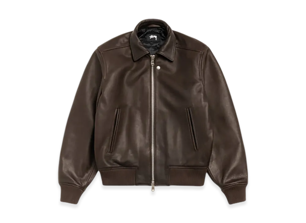 Stussy Leather Flight Jacket "Dark Brown"