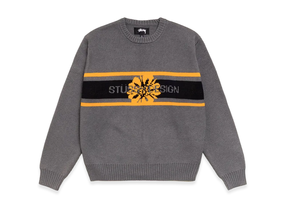 Stussy Striped Hibiscus Sweater "Grey"