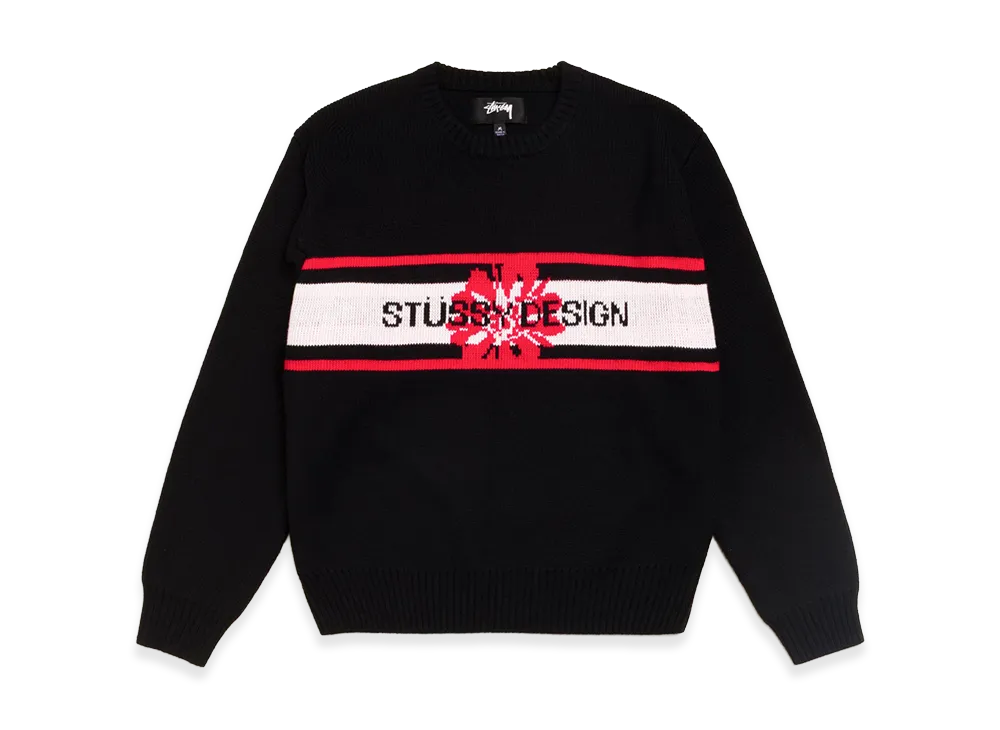 Stussy Striped Hibiscus Sweater "Black"