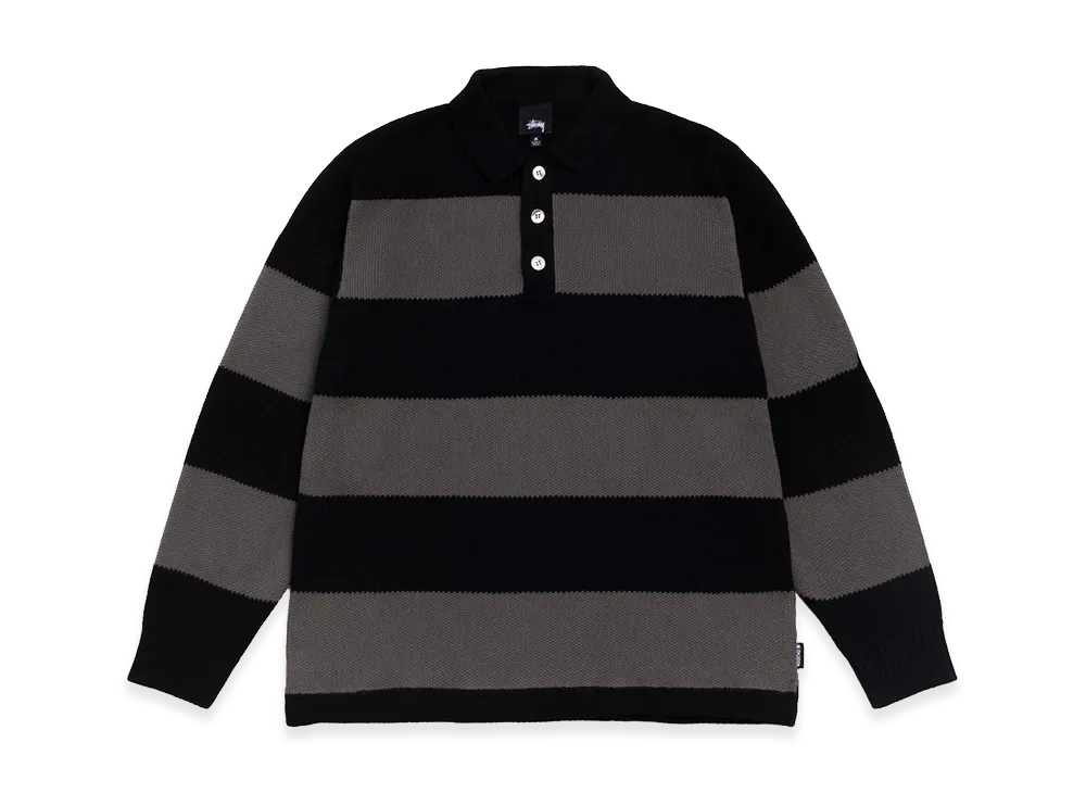 Stussy Pique Knit Stripe Rugby "Black"