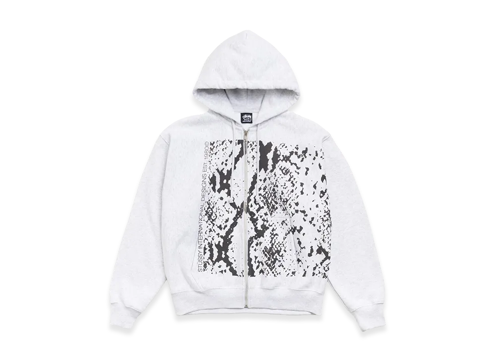 Stussy Snakeskin Zip Hoodie "Ash Heather"