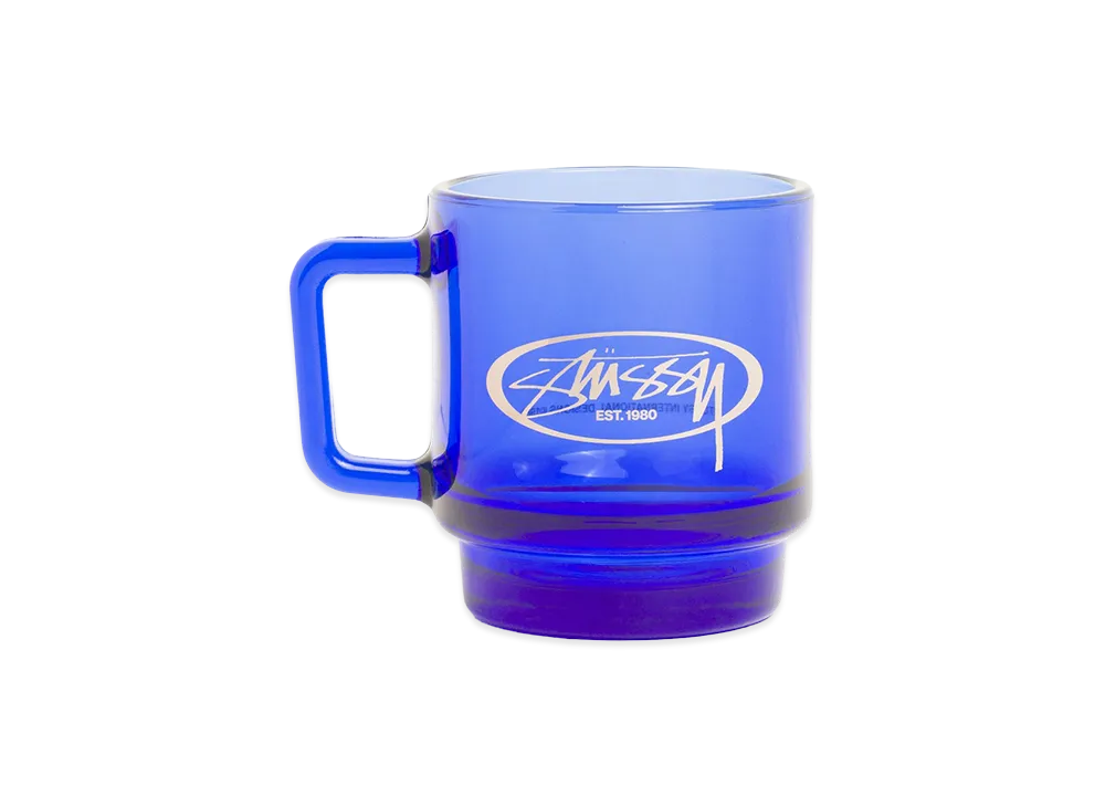 Stussy Oval Logo Glass Mug "Royal"