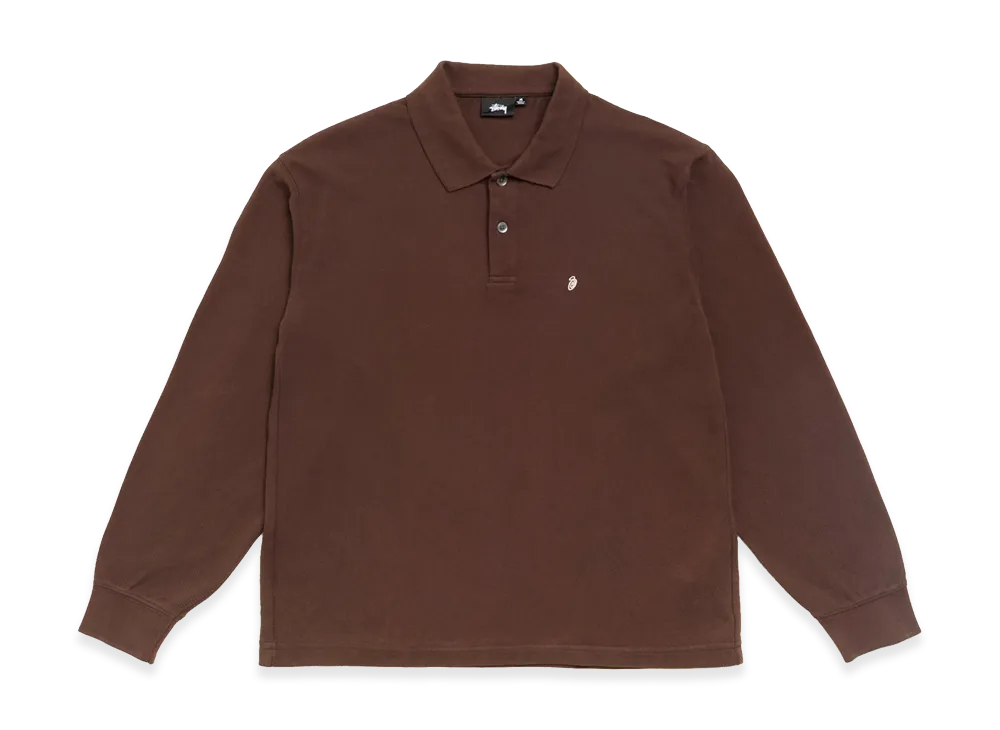 Stussy Classic Pique LS Polo "Brown"