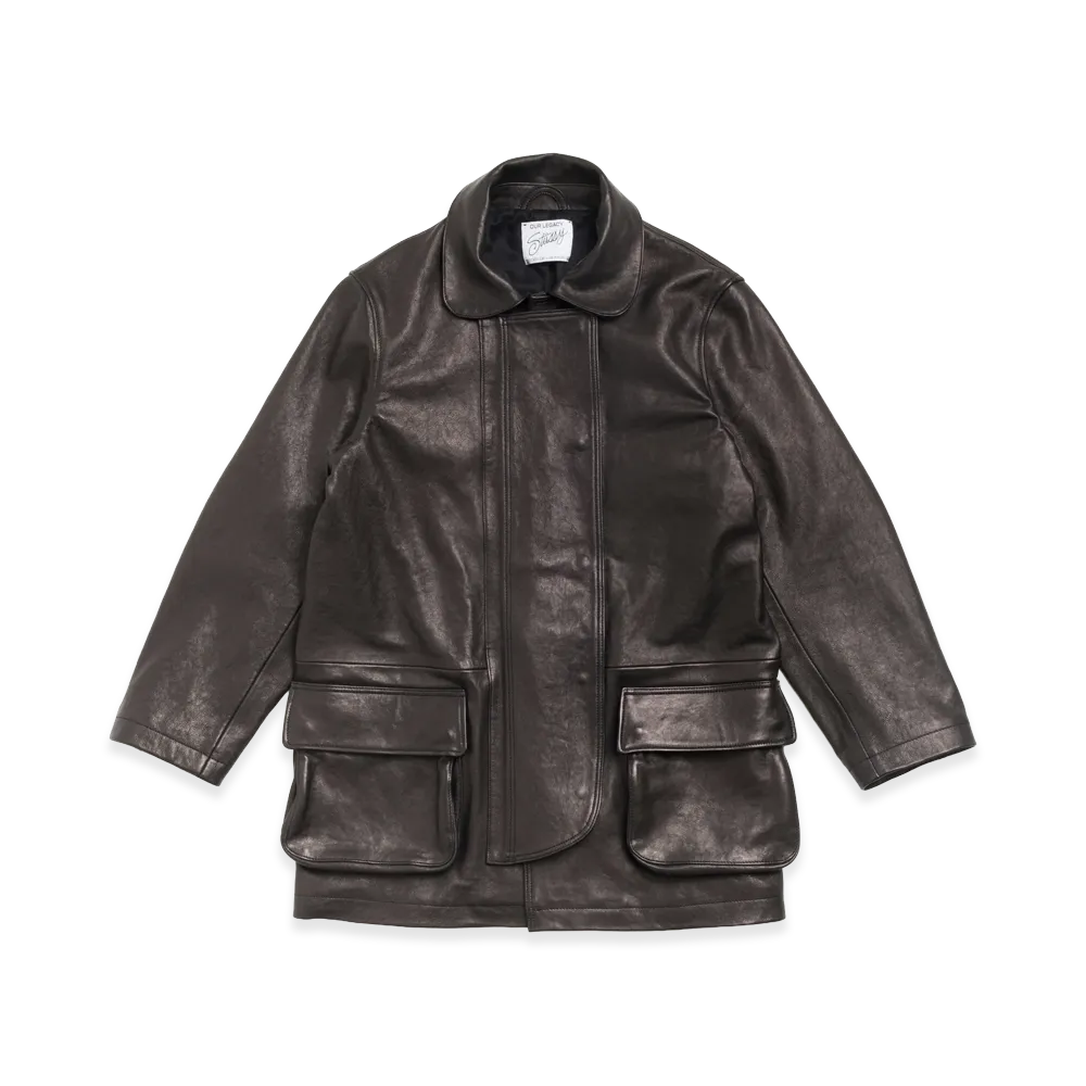 Stussy x Our Legacy Work Shop Leather Fireman Jacket "Black"