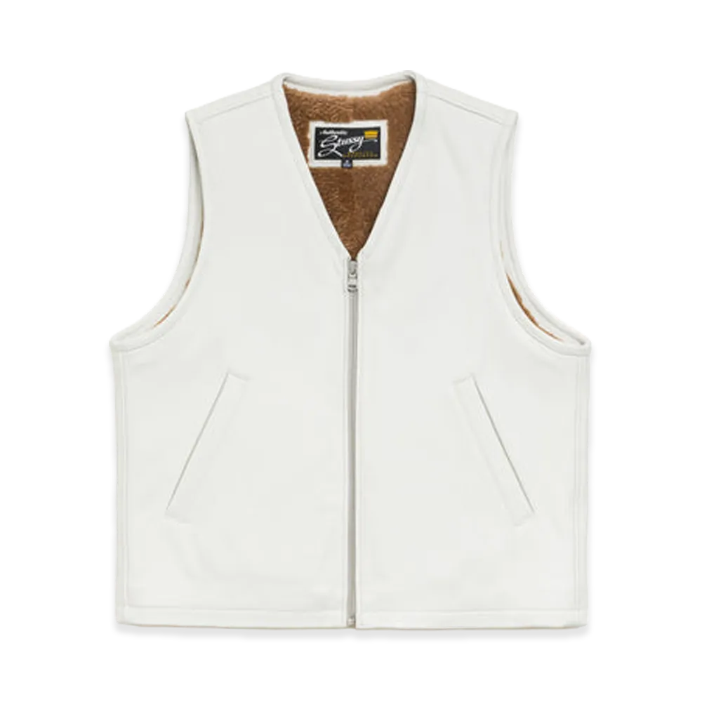 Stussy Pile Lined Leather Vest "Bone"