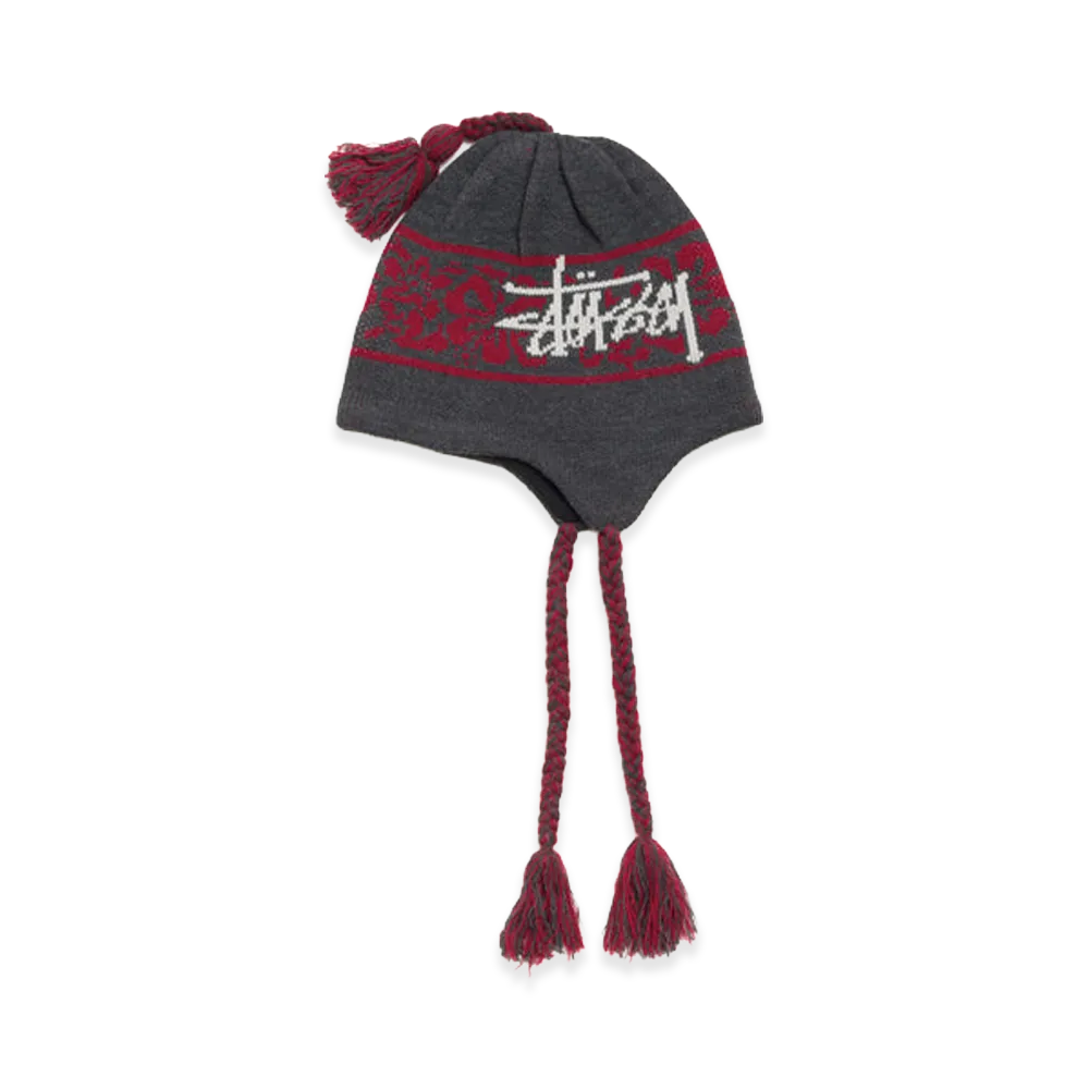 Stussy Hawaiian Earflap Beanie "Charcoal"