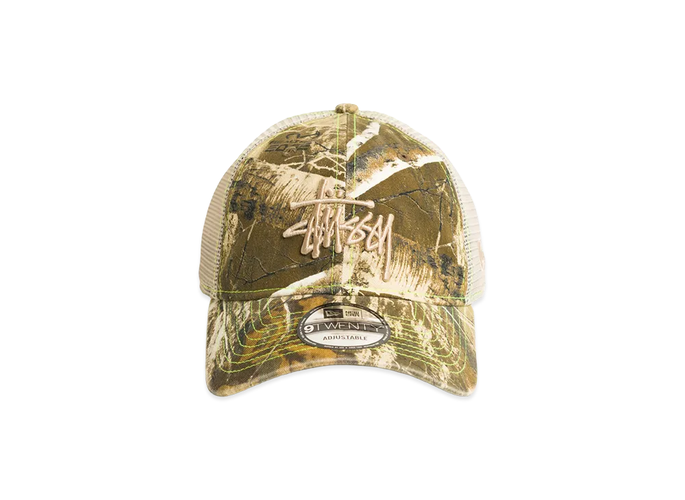 Stussy New Era 9Twenty Washed Basic Trucker "Real Tree Edge"