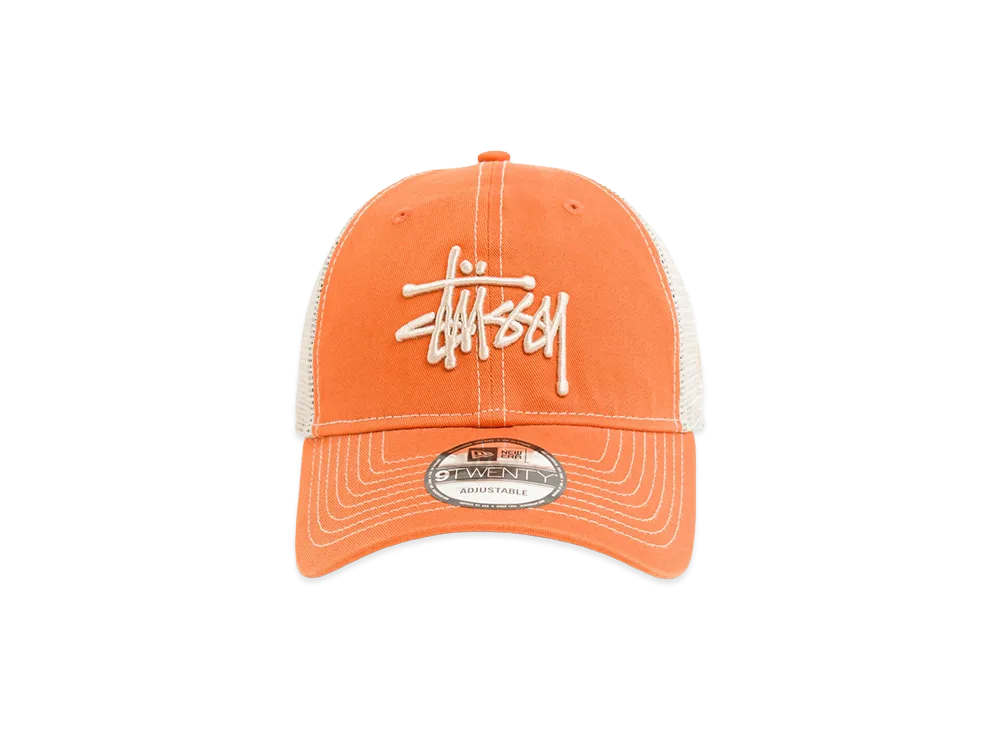 Stussy New Era 9Twenty Washed Basic Trucker "Tangerine"