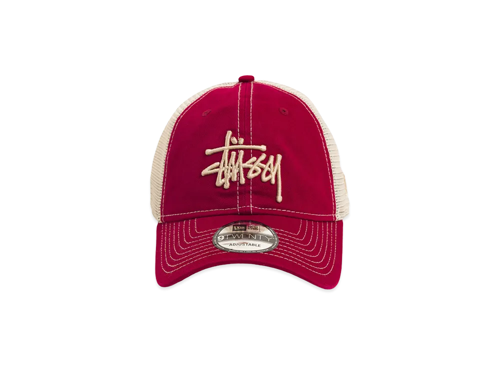 Stussy New Era 9Twenty Washed Basic Trucker "Cardinal"