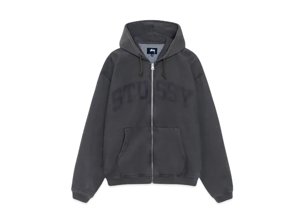 Stussy Zip Hoodie Faded Graphic "Washed Black"