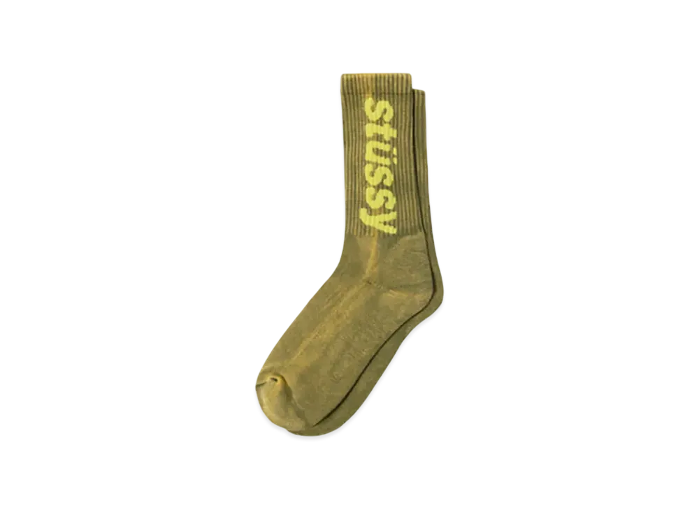 Stussy Washed Helvetica Crew Sock "Green"