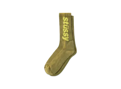 Stussy Washed Helvetica Crew Sock "Green"