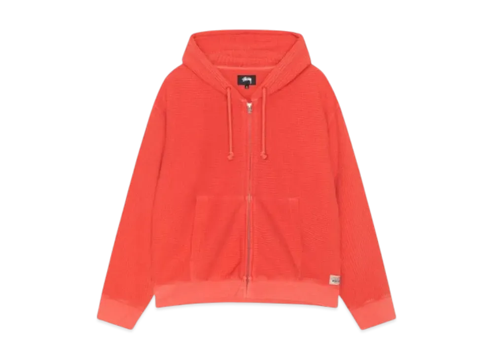 Stussy Double Layer Waffle Zip Hoodie "Red"