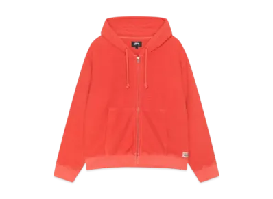 Stussy Double Layer Waffle Zip Hoodie "Red"
