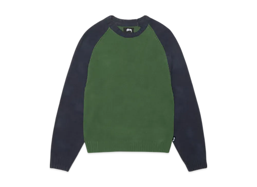 Stussy Colorblocked Raglan Knit Crew "Green"