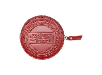 Stussy Surf Dot Leather Pouch "Fire Red"