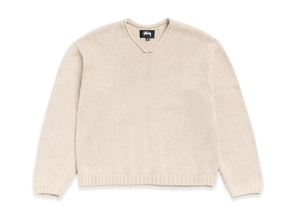 Stussy Roll V Neck Sweater "Oatmeal"