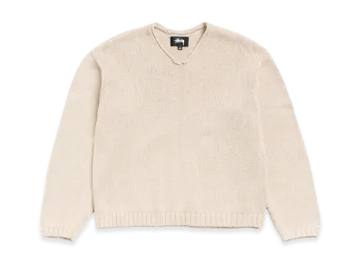 Stussy Roll V Neck Sweater "Oatmeal"
