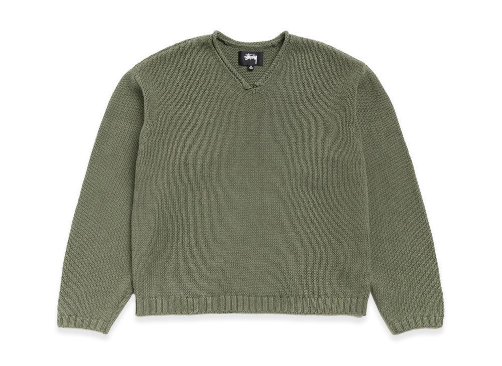 Stussy Roll V Neck Sweater "Olive"