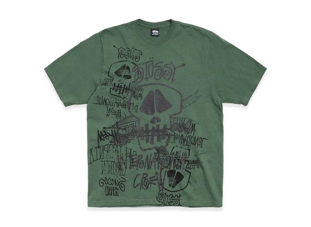 Stussy Skulls Tee Pigment Dyed "Pine"