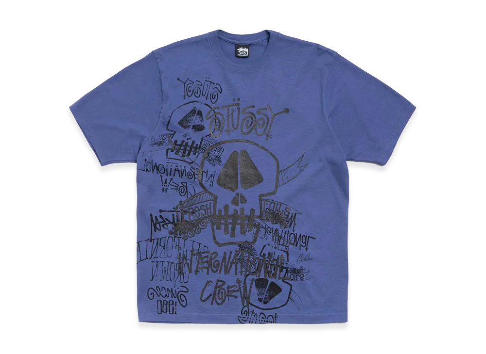 Stussy Skulls Tee Pigment Dyed "Indigo"