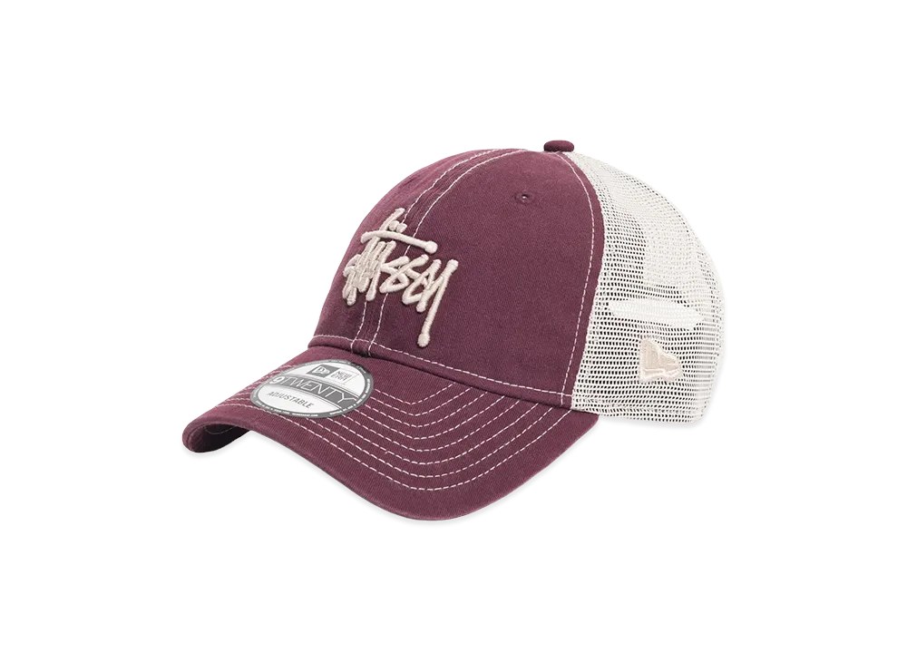 Stussy NEW ERA 9Twenty Washed Basic Trucker "Maroon"