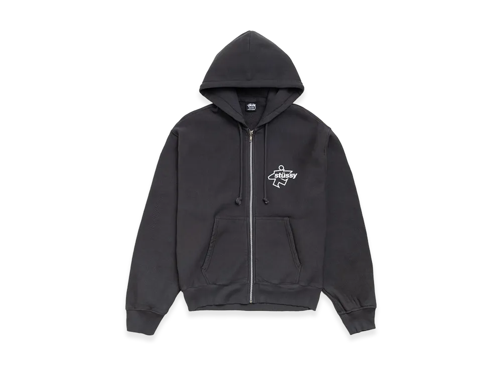Stussy Surf Size Zip Hoodie "Faded Black"