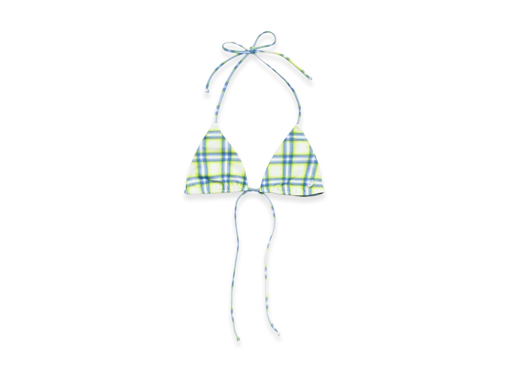Stussy Women's Triangle Bikini Top "Green Plaid"